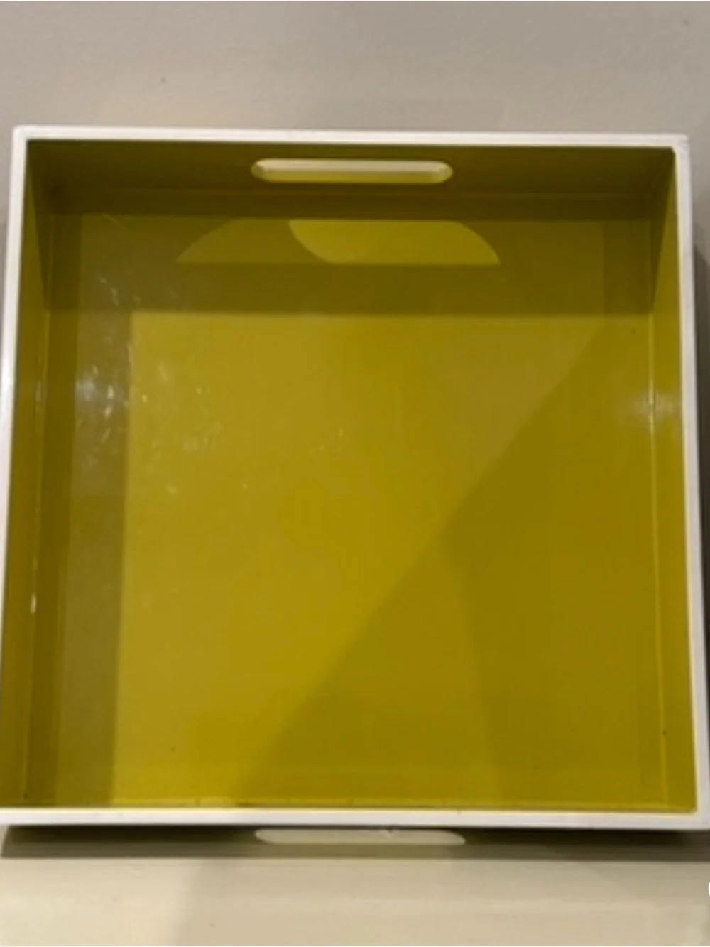 West Elm Lacquer Chartreuse Serving Tray with White Trim